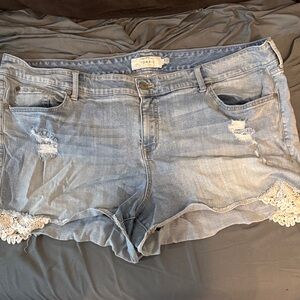torrid Light Blue Denim Waistband Detail Shorts